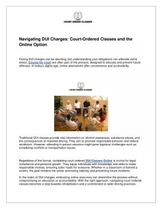 Court-Ordered Classes and the Online Option