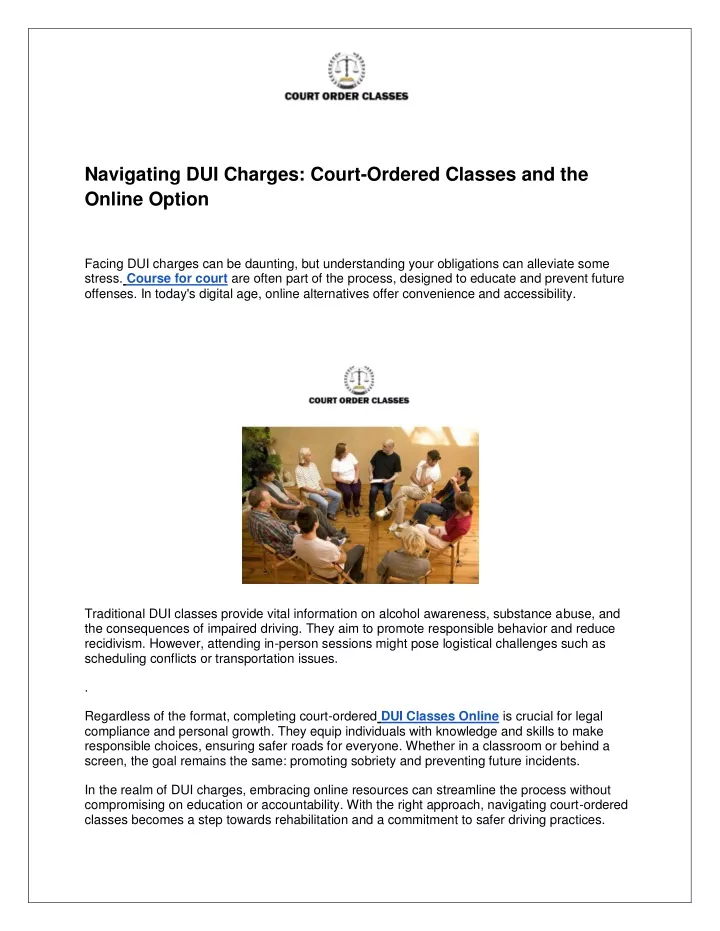 navigating dui charges court ordered classes