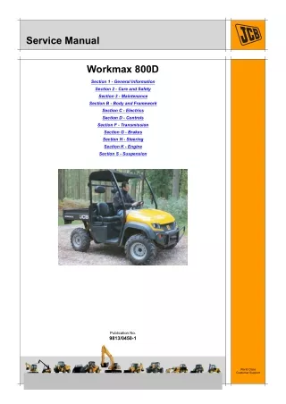 JCB WORKMAX 800D UTV Service Repair Manual