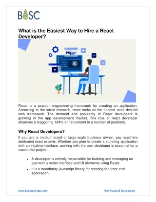 What is the Easiest Way to Hire a React Developer? | BOSC Tech Labs