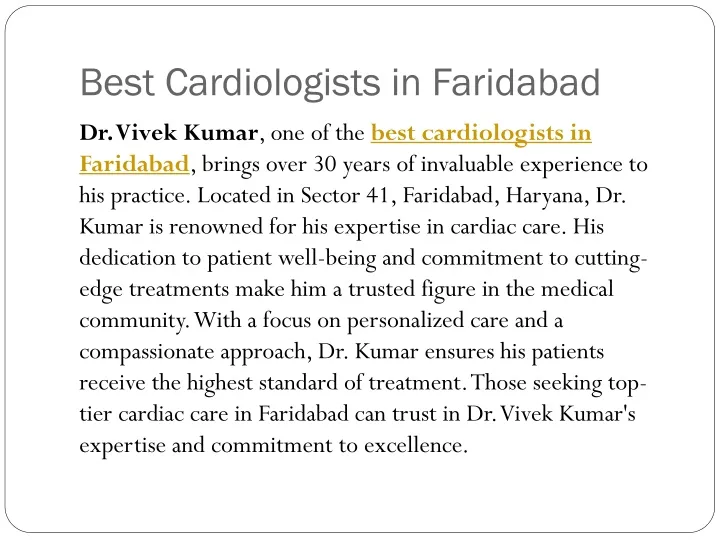 best cardiologists in faridabad