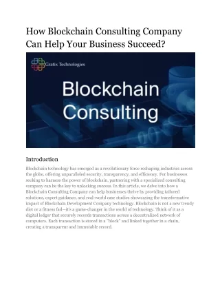 How Blockchain Consulting Company Can Help Your Business Succeed