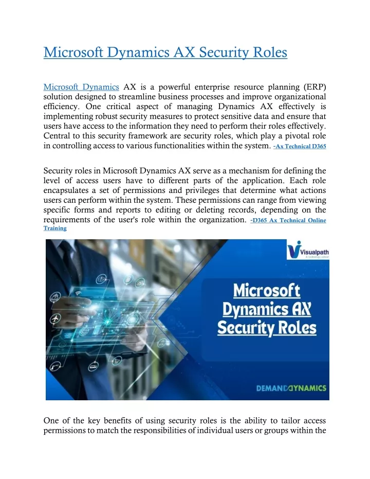 microsoft dynamics ax security roles