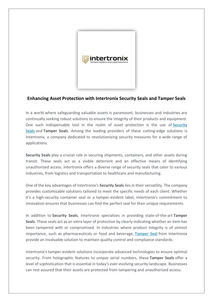 enhancing asset protection with intertronix