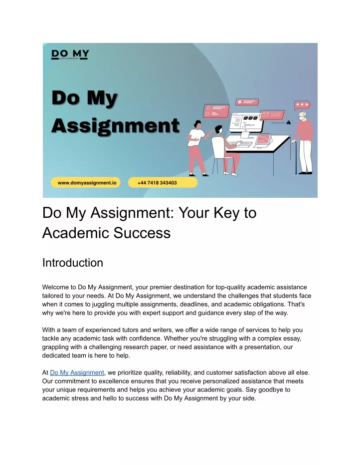 do my assignment your key to academic success