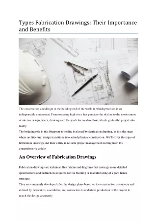 types fabrication drawings their importance