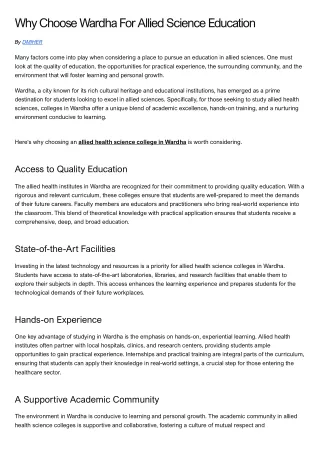 why choose wardha for allied science education