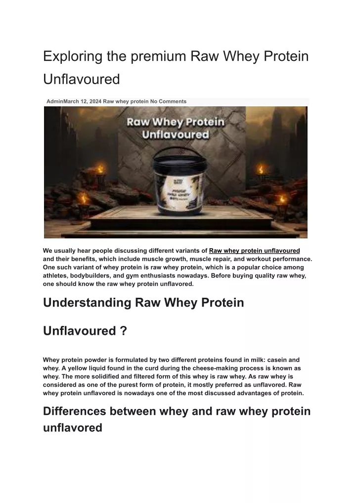 exploring the premium raw whey protein unflavoured