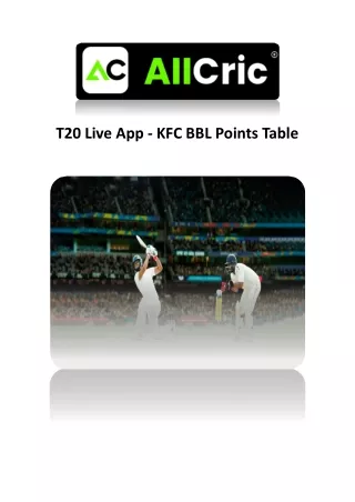 t20 live app kfc bbl points table