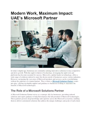 Modern Work, Maximum Impact - UAE’s Microsoft Partner