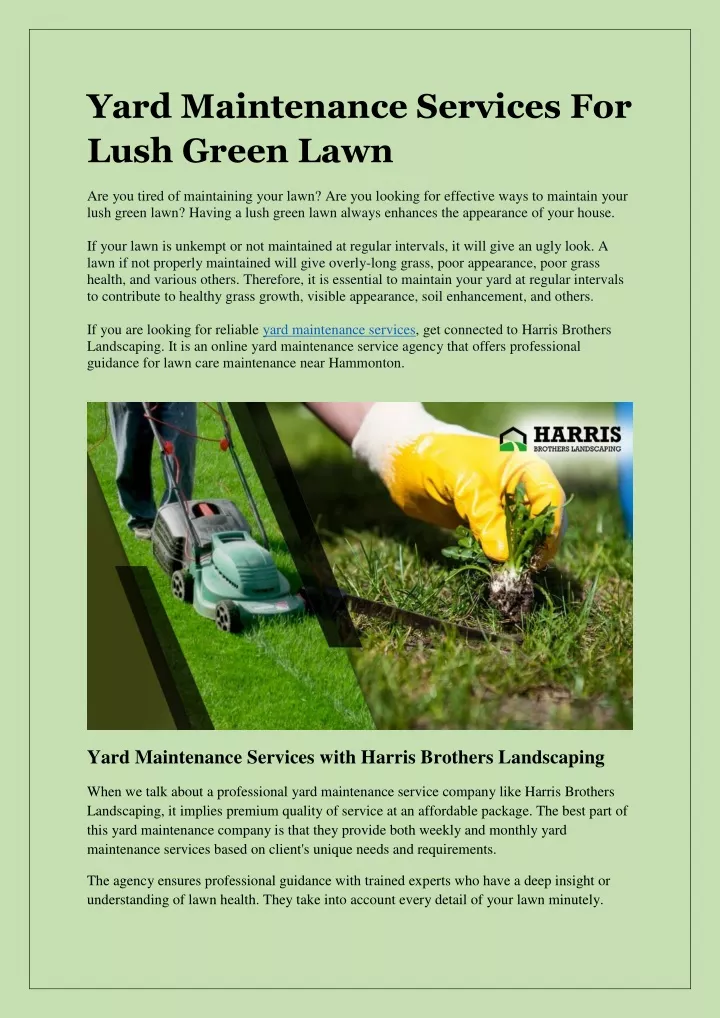 yard maintenance services for lush green lawn