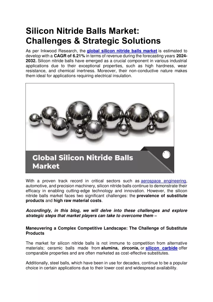 silicon nitride balls market challenges strategic