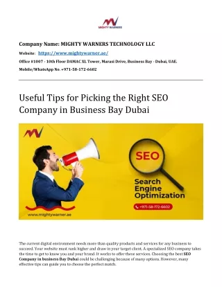 SEO Company in Business Bay Dubai