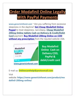 Order Modafinil Online Legally With PayPal Payments