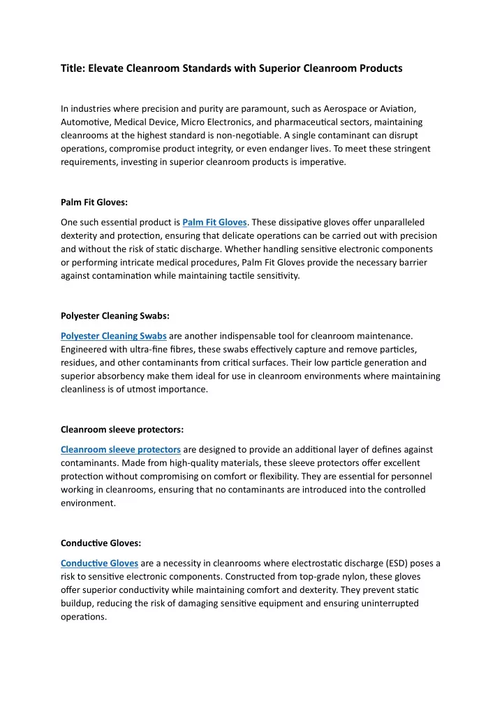 title elevate cleanroom standards with superior