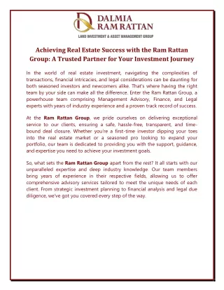 Achieving Real Estate Success with the Ram Rattan Group