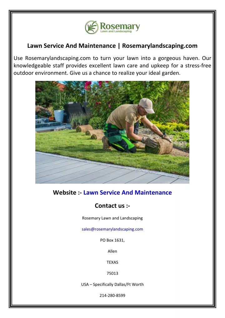 lawn service and maintenance rosemarylandscaping