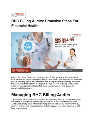 RHC Billing Audits - Proactive Steps For Financial Health