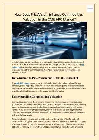 How Does PriceVision Enhance Commodities Valuation in the CME HRC Market