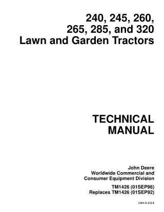 JOHN DEERE 245 LAWN AND GARDEN TRACTOR Service Repair Manual