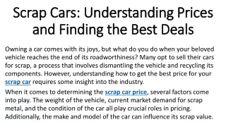 Scrap Cars Understanding Prices and Finding the Best Deals