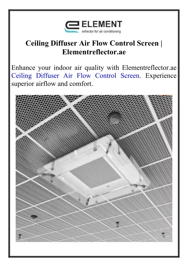 ceiling diffuser air flow control screen