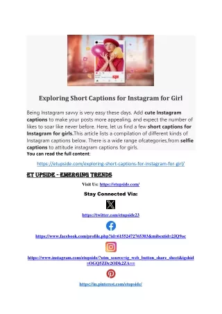 Exploring Short Captions for Instagram for Girl