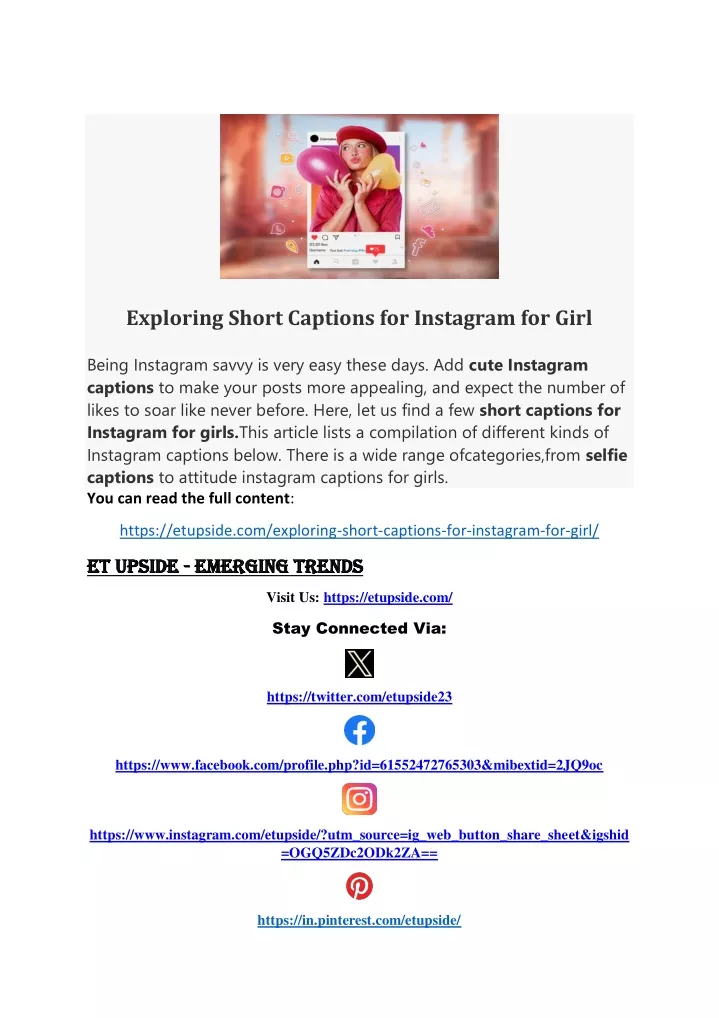 exploring short captions for instagram for girl