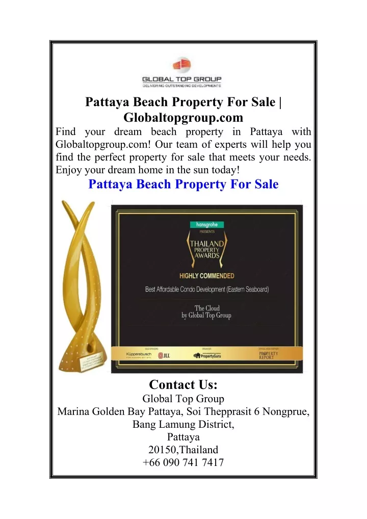 pattaya beach property for sale globaltopgroup