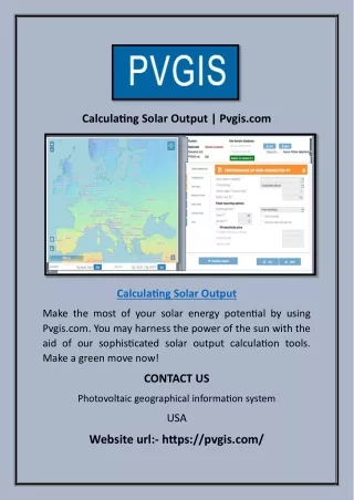 Calculating Solar Output | Pvgis.com