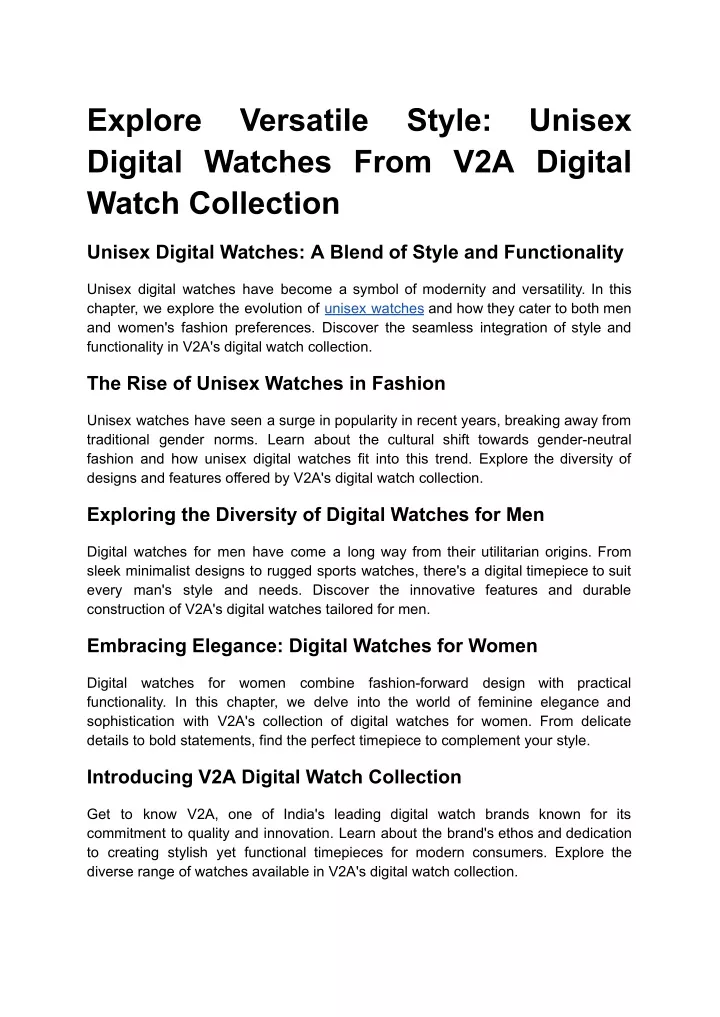 explore digital watches from v2a digital watch