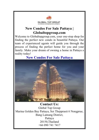 New Condos For Sale Pattaya  Globaltopgroup.com