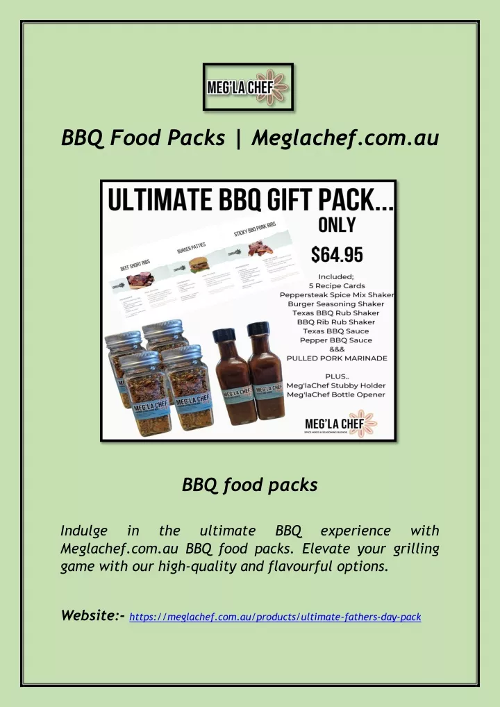 bbq food packs meglachef com au