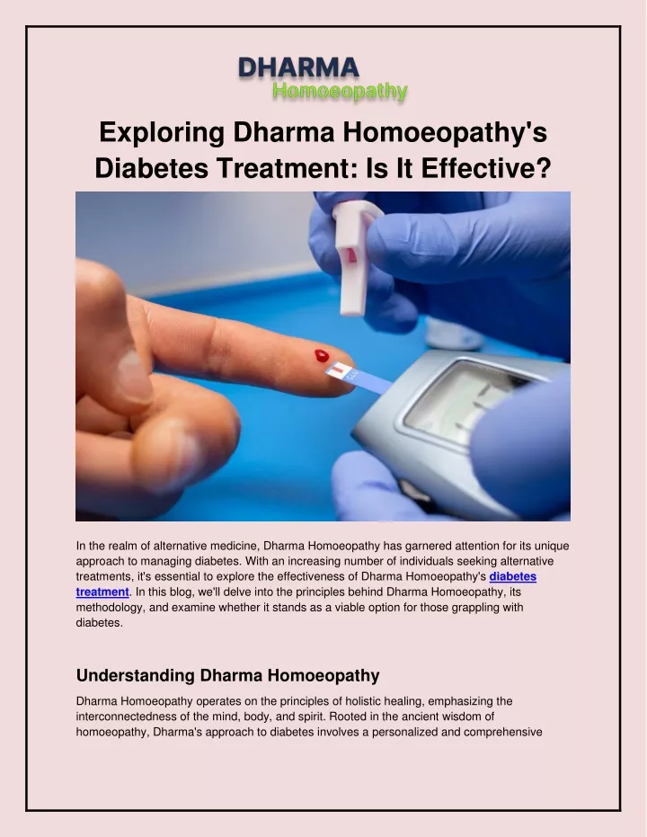 exploring dharma homoeopathy s diabetes treatment