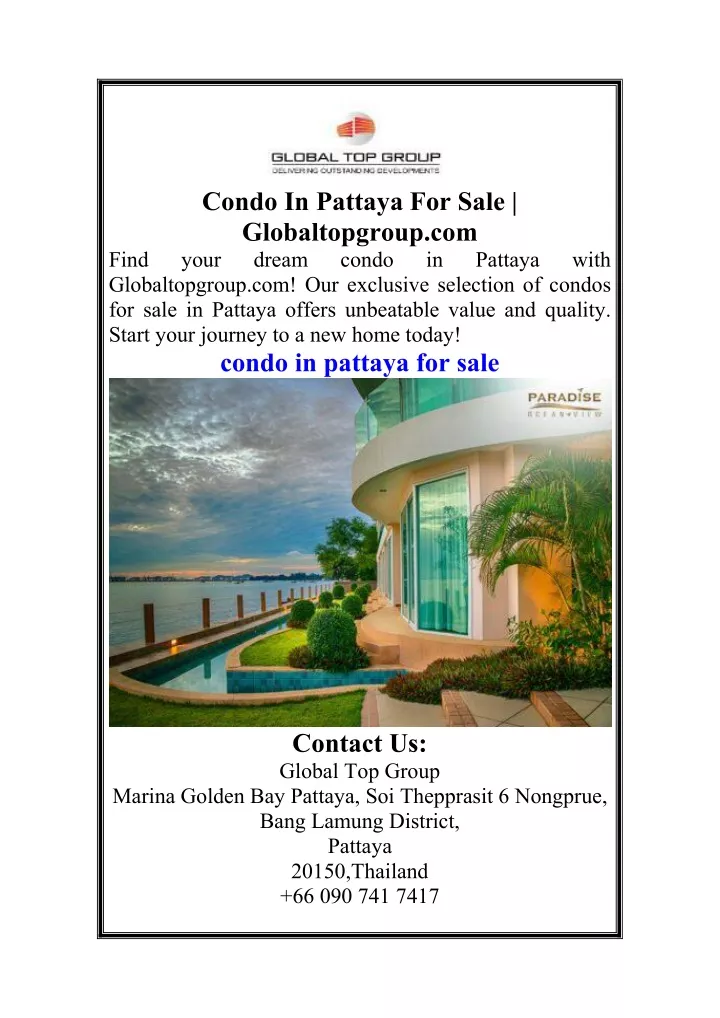 condo in pattaya for sale globaltopgroup com your