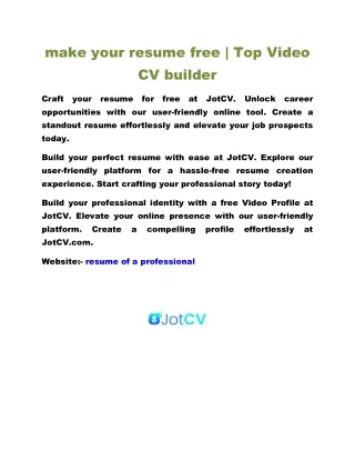 make your resume free | Top Video CV builder