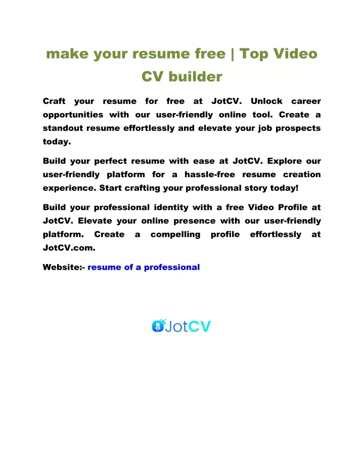 make your resume free top video cv builder