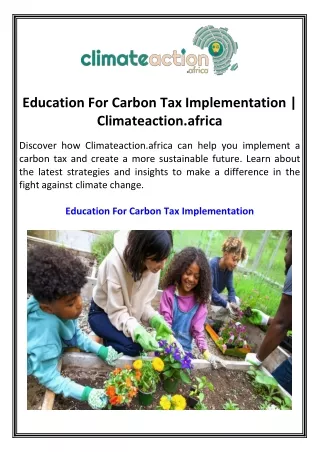 Education For Carbon Tax Implementation  Climateaction.africa