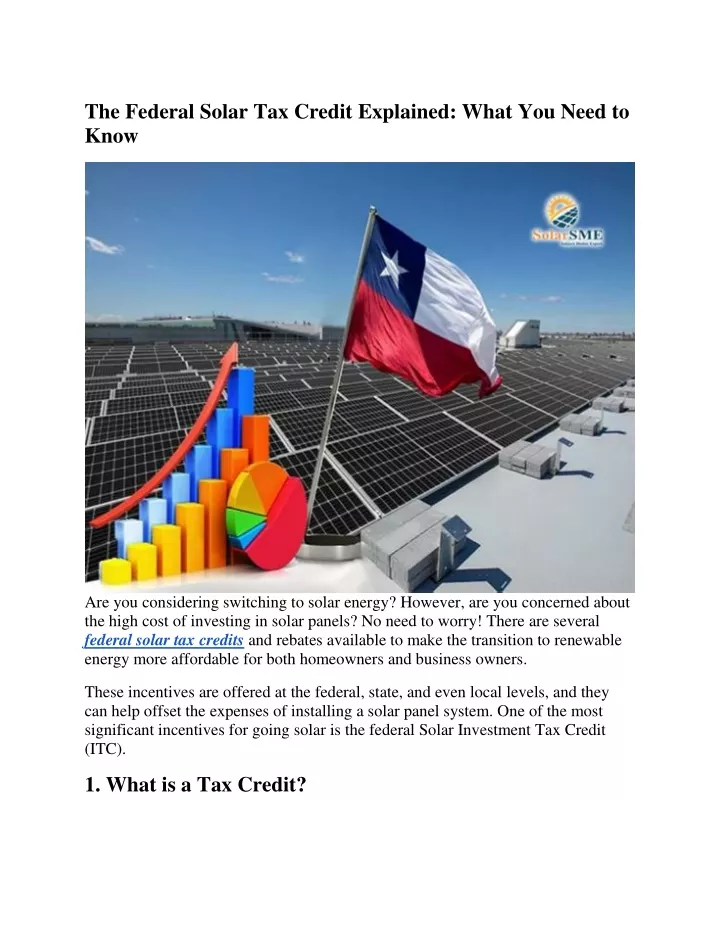 the federal solar tax credit explained what