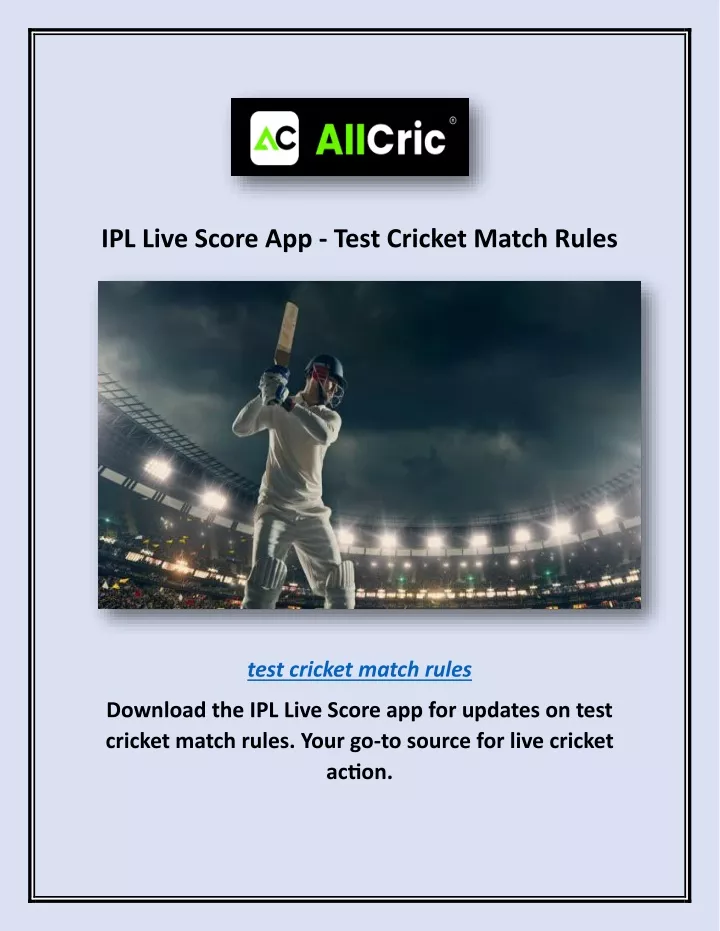 ipl live score app test cricket match rules