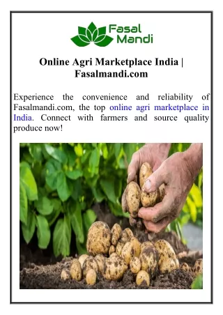Online Agri Marketplace India  Fasalmandi.com