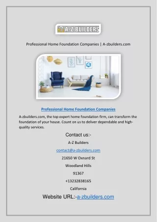 Professional Home Foundation Companies | A-zbuilders.com