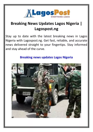Breaking News Updates Lagos Nigeria  Lagospost.ng