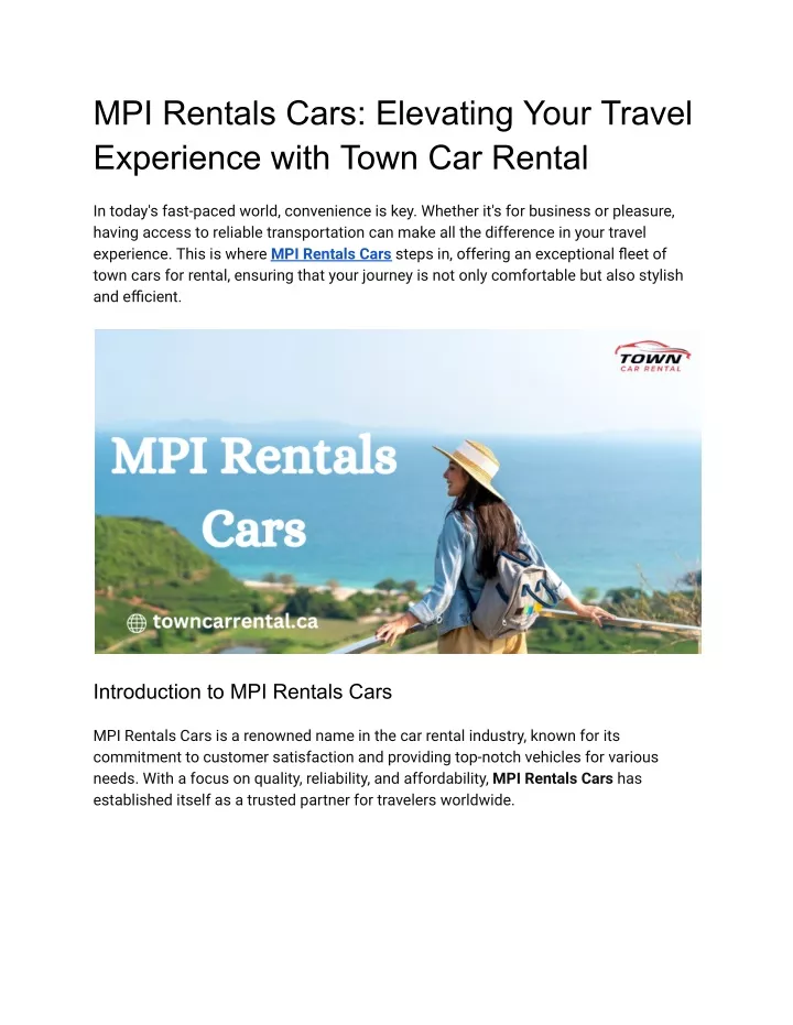 mpi rentals cars elevating your travel experience