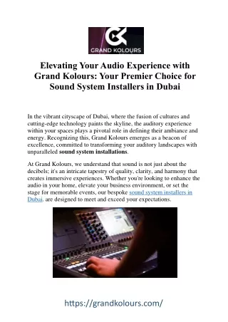 Enhance Your Audio Experience: Sound System Installers in Dubai