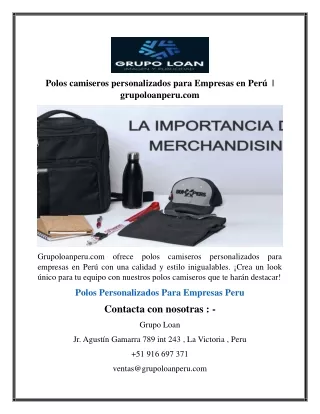 Polos camiseros personalizados para Empresas en Perú   grupoloanperu.com