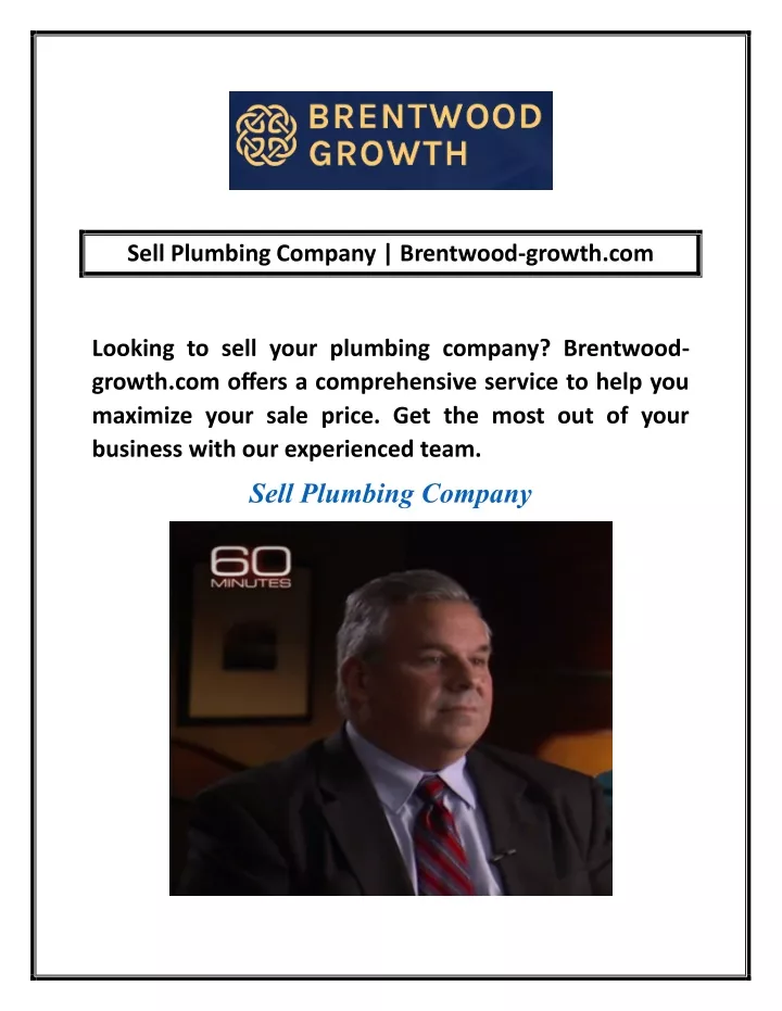 sell plumbing company brentwood growth com