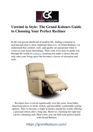 Relax in Style: Discover Our Luxurious Recliners