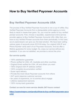 How to Buy Verified Payoneer Accounts