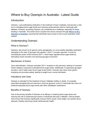 Where to Buy Ozempic in Australia - Latest Guide